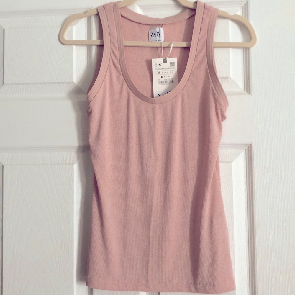 Zara Pink/Nude/Blush Ribbed Tank S